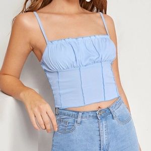 Blue Ruched Tank Top